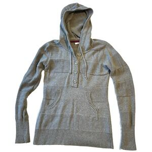 Aeropostale Gray Hooded Knit Sweater Buttons & Front Pocket Size Large